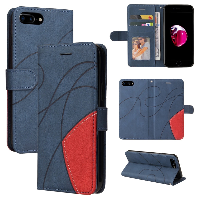 Dual-color Splicing Horizontal Flip PU Leather Case with Holder & Card Slots & Wallet For iPhone 8 Plus / 7 Plus