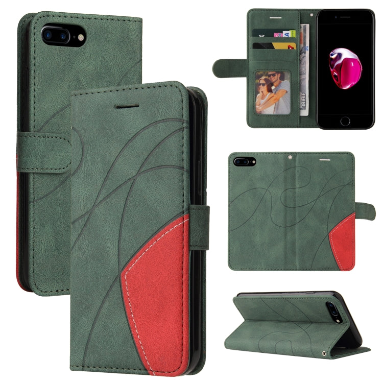 Dual-color Splicing Horizontal Flip PU Leather Case with Holder & Card Slots & Wallet For iPhone 8 Plus / 7 Plus