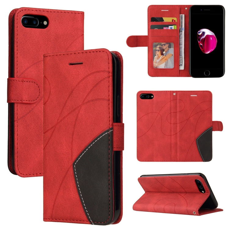 Dual-color Splicing Horizontal Flip PU Leather Case with Holder & Card Slots & Wallet For iPhone 8 Plus / 7 Plus