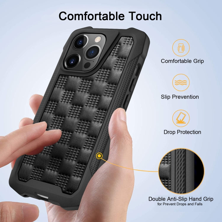 For iPhone 13 Pro 3D Embossed PU+PC+TPU Non-slip Shockproof Protective Case