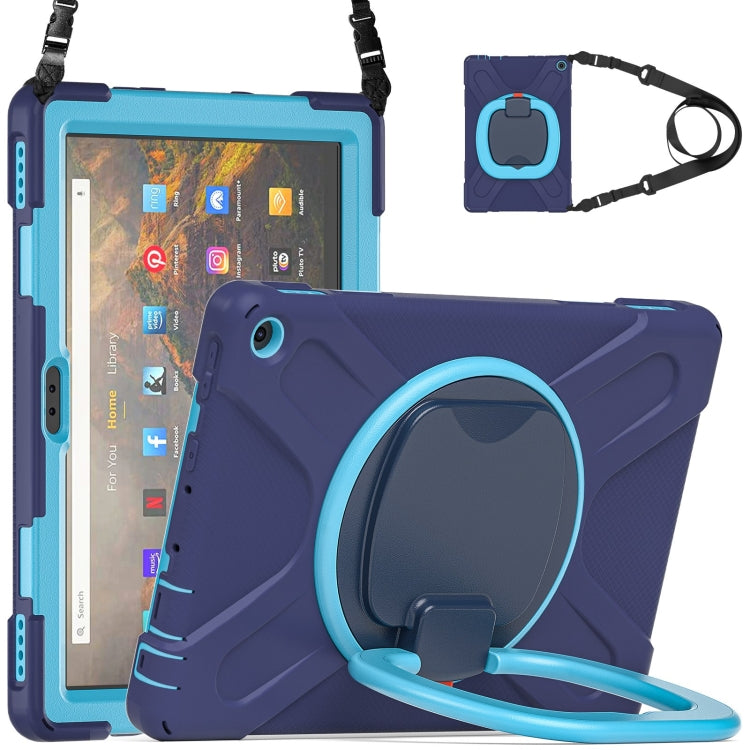 Silicone + PC Protective Case with Holder & Shoulder Strap For Amazon Kindle Fire HD 10 2021