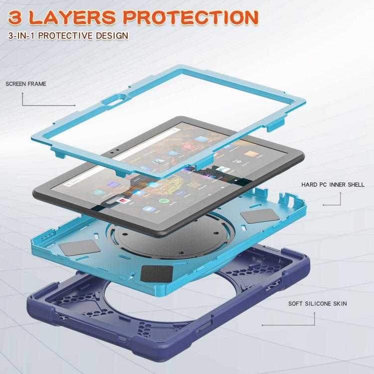 Silicone + PC Protective Case with Holder & Shoulder Strap For Amazon Kindle Fire HD 10 2021