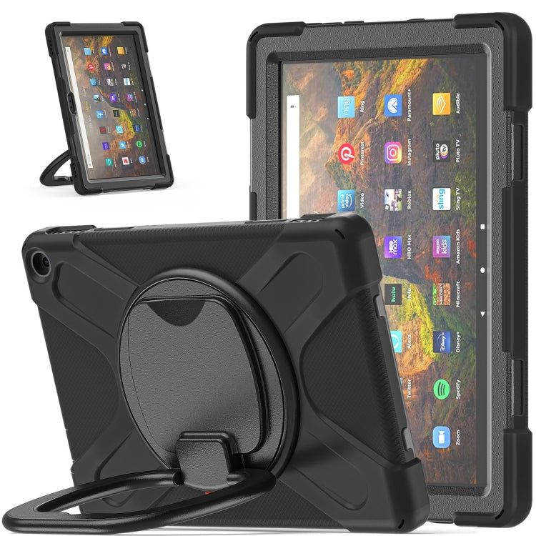 Silicone + PC Protective Case with Holder & Shoulder Strap For Amazon Kindle Fire HD 10 2021