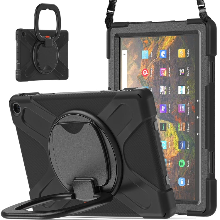 Silicone + PC Protective Case with Holder & Shoulder Strap For Amazon Kindle Fire HD 10 2021