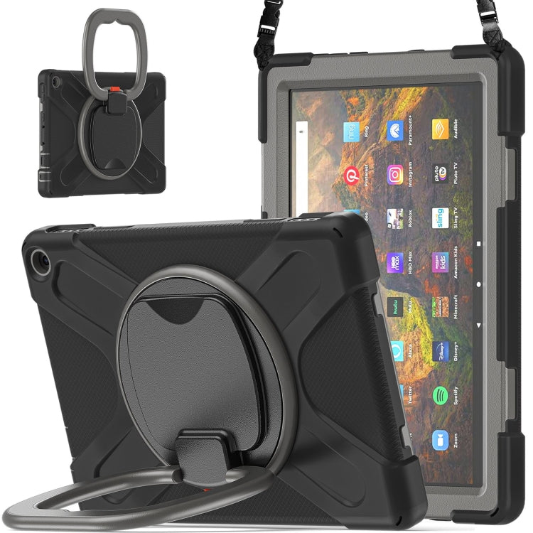 Silicone + PC Protective Case with Holder & Shoulder Strap For Amazon Kindle Fire HD 10 2021