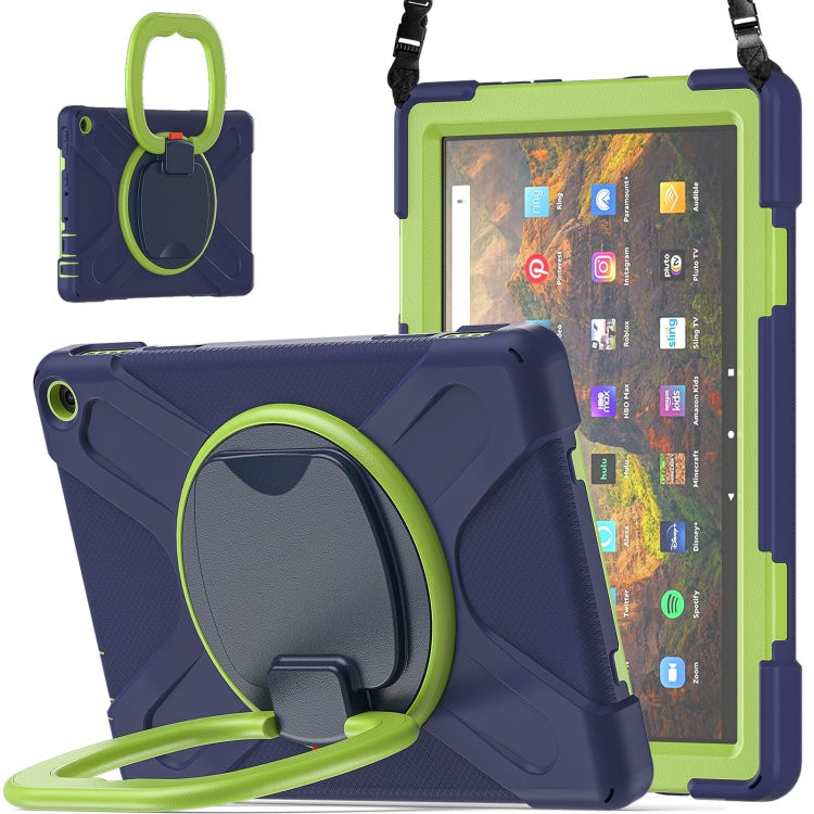 Silicone + PC Protective Case with Holder & Shoulder Strap For Amazon Kindle Fire HD 10 2021