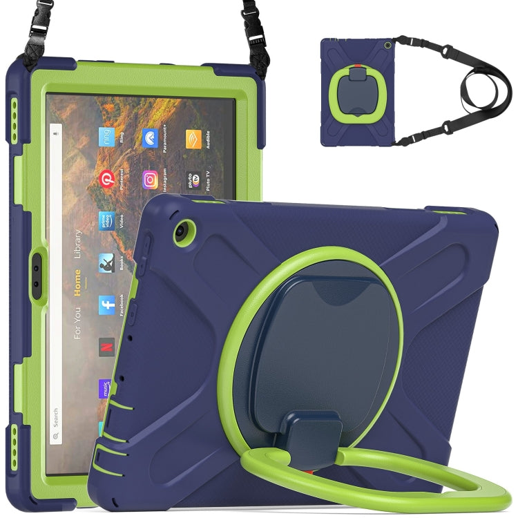 Silicone + PC Protective Case with Holder & Shoulder Strap For Amazon Kindle Fire HD 10 2021