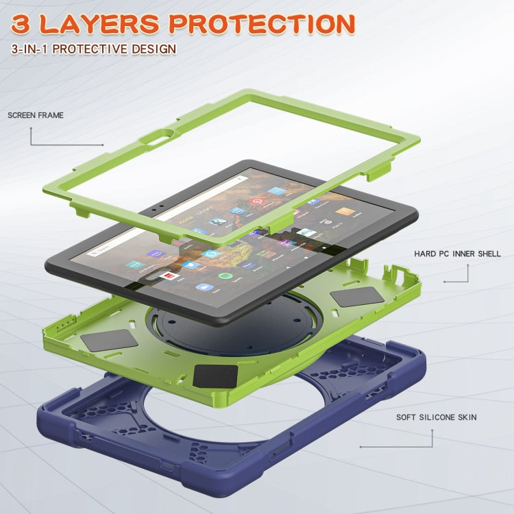 Silicone + PC Protective Case with Holder & Shoulder Strap For Amazon Kindle Fire HD 10 2021