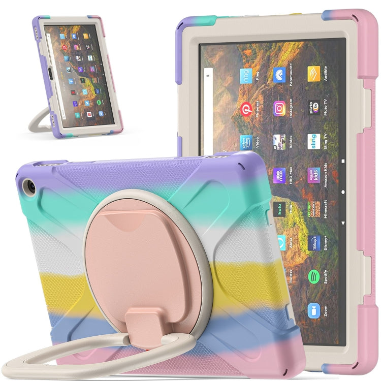 Silicone + PC Protective Case with Holder & Shoulder Strap For Amazon Kindle Fire HD 10 2021