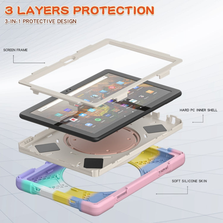 Silicone + PC Protective Case with Holder & Shoulder Strap For Amazon Kindle Fire HD 10 2021