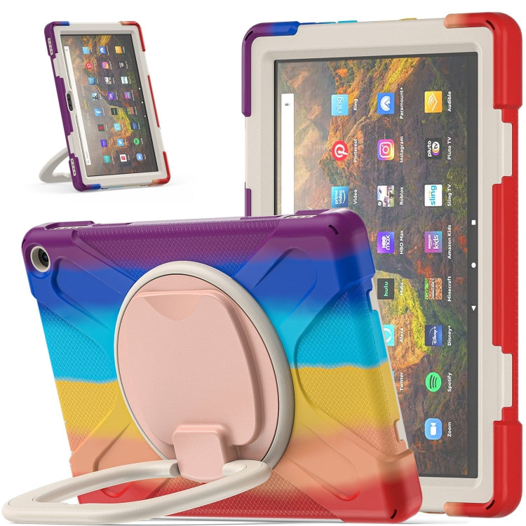 Silicone + PC Protective Case with Holder & Shoulder Strap For Amazon Kindle Fire HD 10 2021