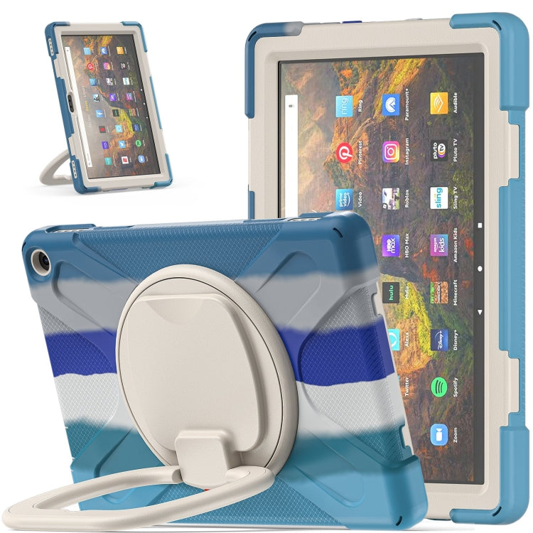 Silicone + PC Protective Case with Holder & Shoulder Strap For Amazon Kindle Fire HD 10 2021