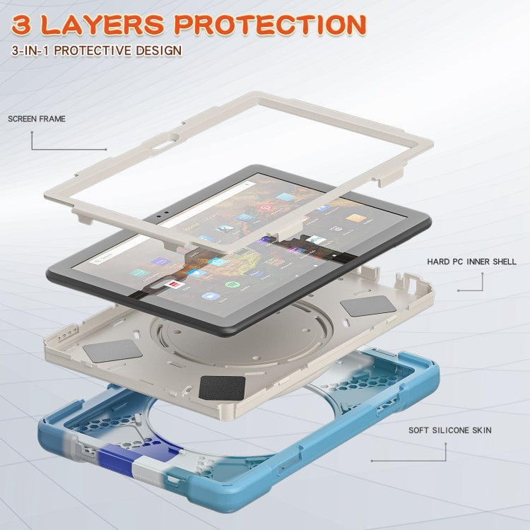 Silicone + PC Protective Case with Holder & Shoulder Strap For Amazon Kindle Fire HD 10 2021