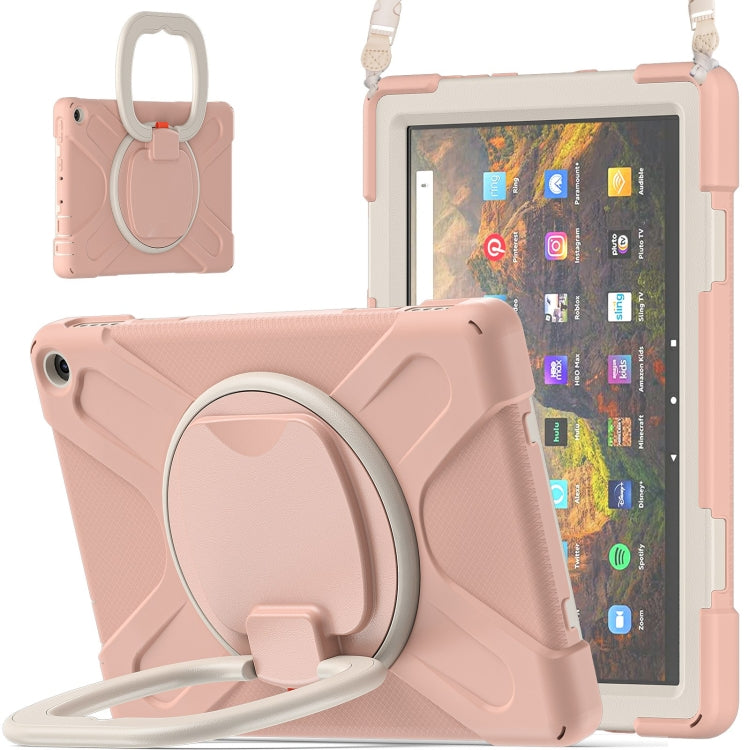 Silicone + PC Protective Case with Holder & Shoulder Strap For Amazon Kindle Fire HD 10 2021