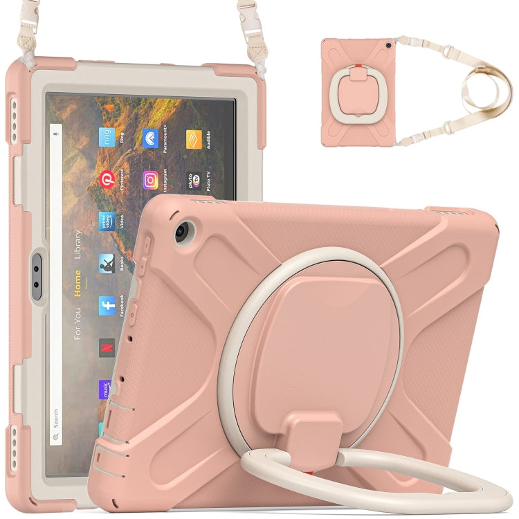 Silicone + PC Protective Case with Holder & Shoulder Strap For Amazon Kindle Fire HD 10 2021