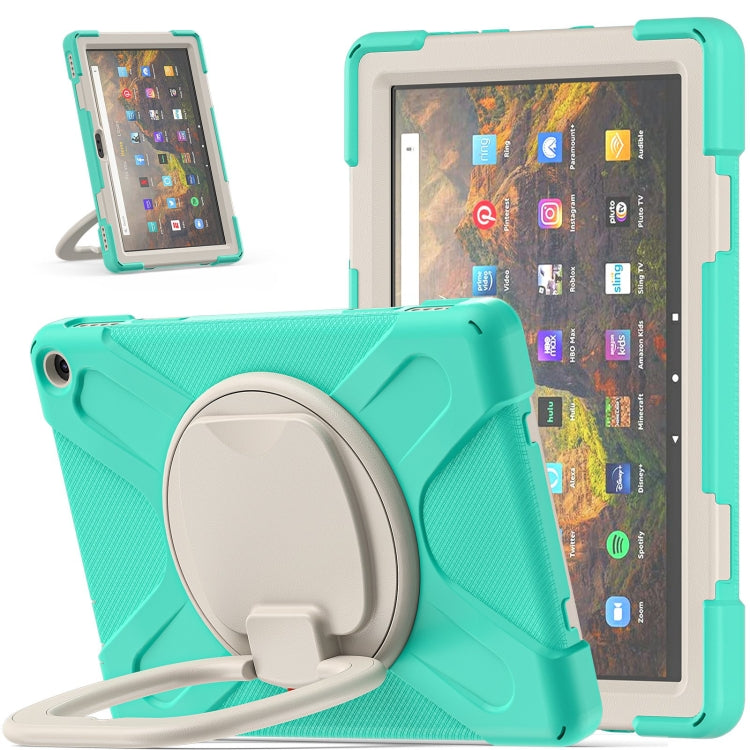 Silicone + PC Protective Case with Holder & Shoulder Strap For Amazon Kindle Fire HD 10 2021