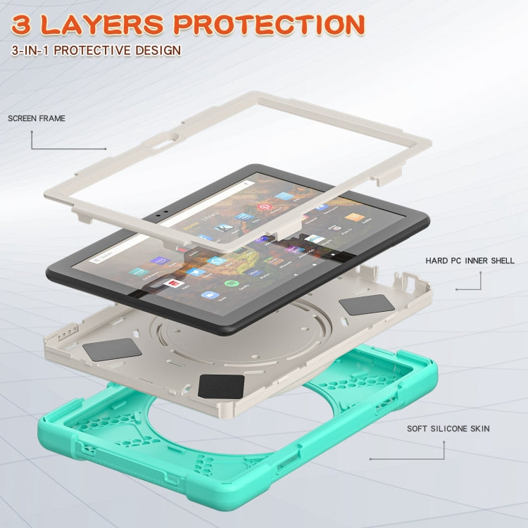 Silicone + PC Protective Case with Holder & Shoulder Strap For Amazon Kindle Fire HD 10 2021