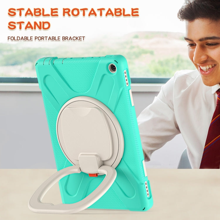 Silicone + PC Protective Case with Holder & Shoulder Strap For Amazon Kindle Fire HD 10 2021