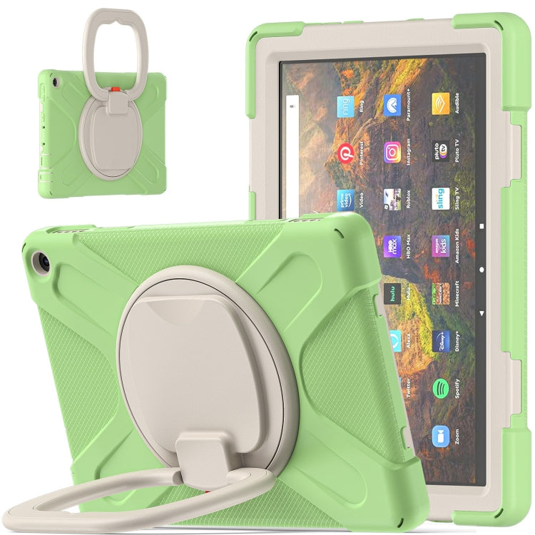 Silicone + PC Protective Case with Holder & Shoulder Strap For Amazon Kindle Fire HD 10 2021