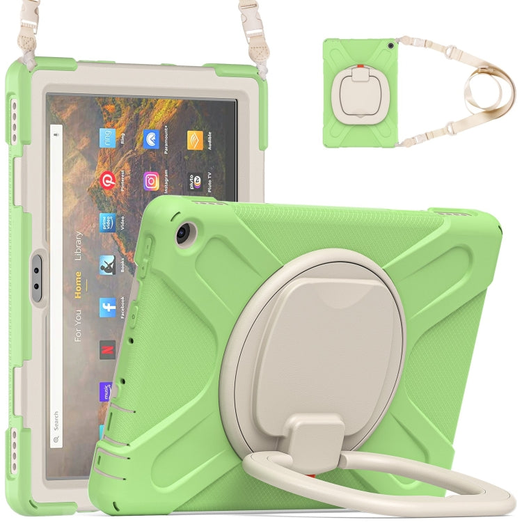 Silicone + PC Protective Case with Holder & Shoulder Strap For Amazon Kindle Fire HD 10 2021