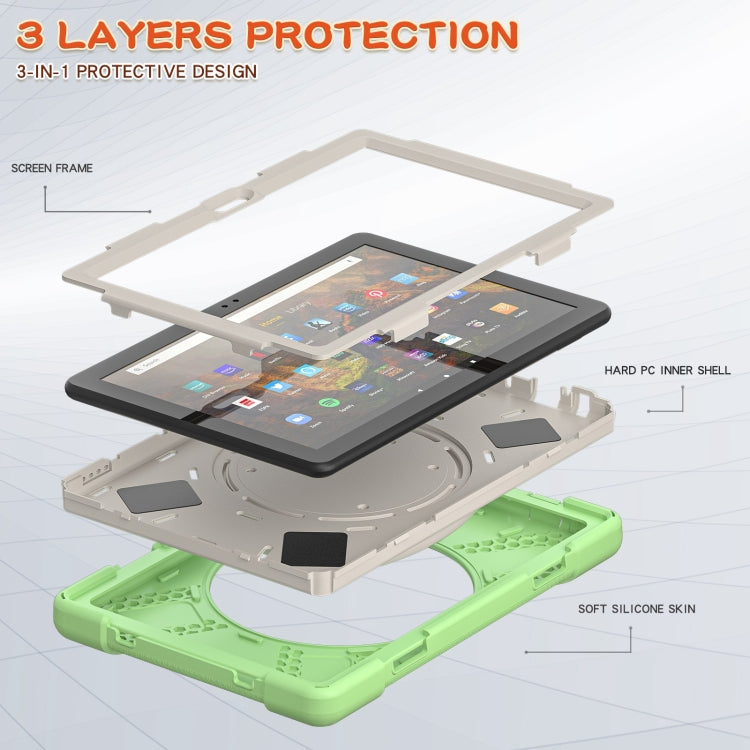 Silicone + PC Protective Case with Holder & Shoulder Strap For Amazon Kindle Fire HD 10 2021