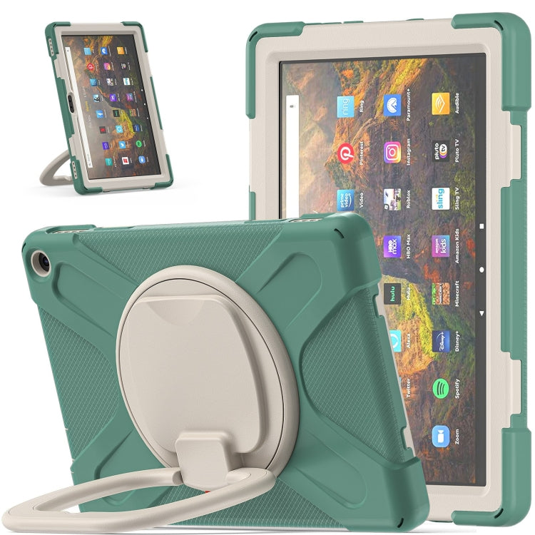 Silicone + PC Protective Case with Holder & Shoulder Strap For Amazon Kindle Fire HD 10 2021
