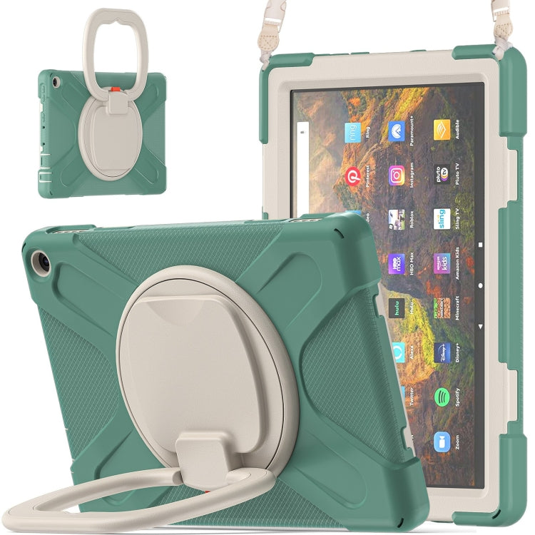 Silicone + PC Protective Case with Holder & Shoulder Strap For Amazon Kindle Fire HD 10 2021