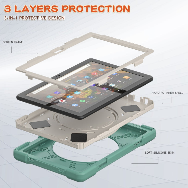 Silicone + PC Protective Case with Holder & Shoulder Strap For Amazon Kindle Fire HD 10 2021