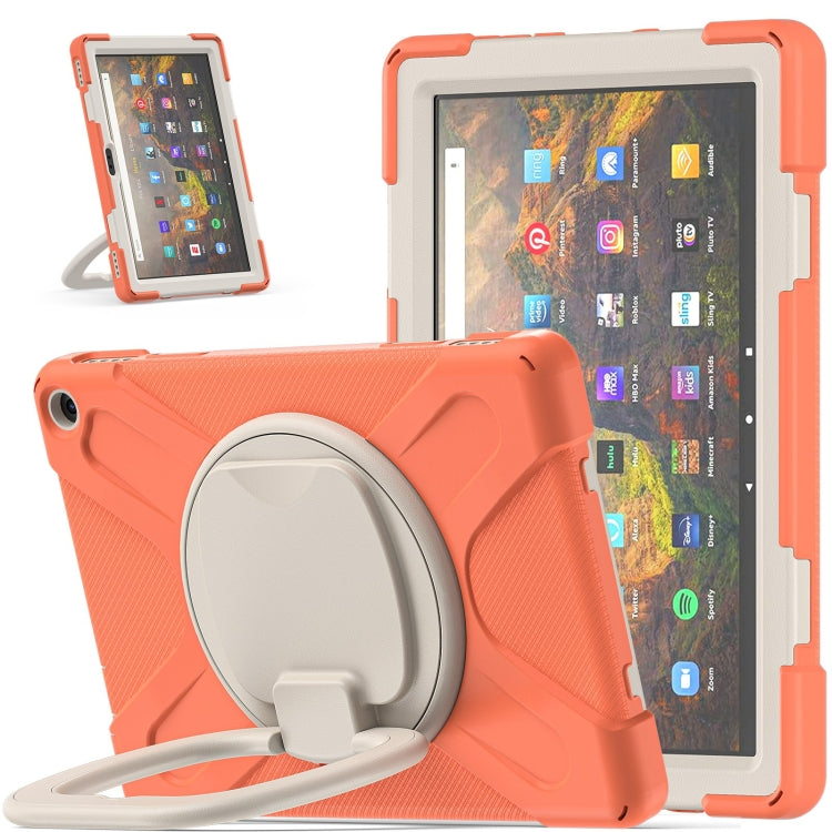Silicone + PC Protective Case with Holder & Shoulder Strap For Amazon Kindle Fire HD 10 2021