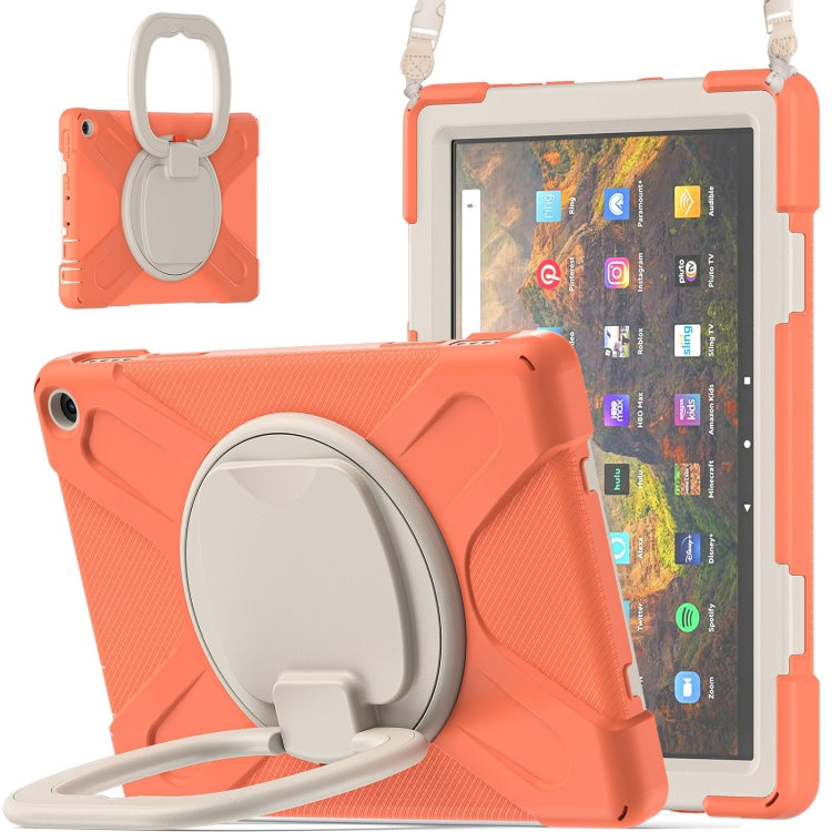 Silicone + PC Protective Case with Holder & Shoulder Strap For Amazon Kindle Fire HD 10 2021