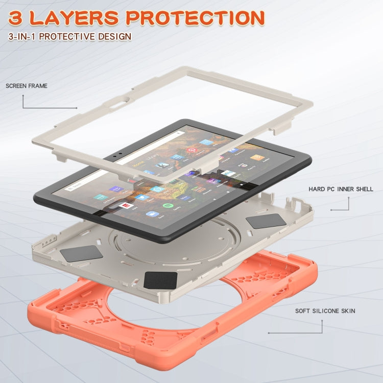 Silicone + PC Protective Case with Holder & Shoulder Strap For Amazon Kindle Fire HD 10 2021