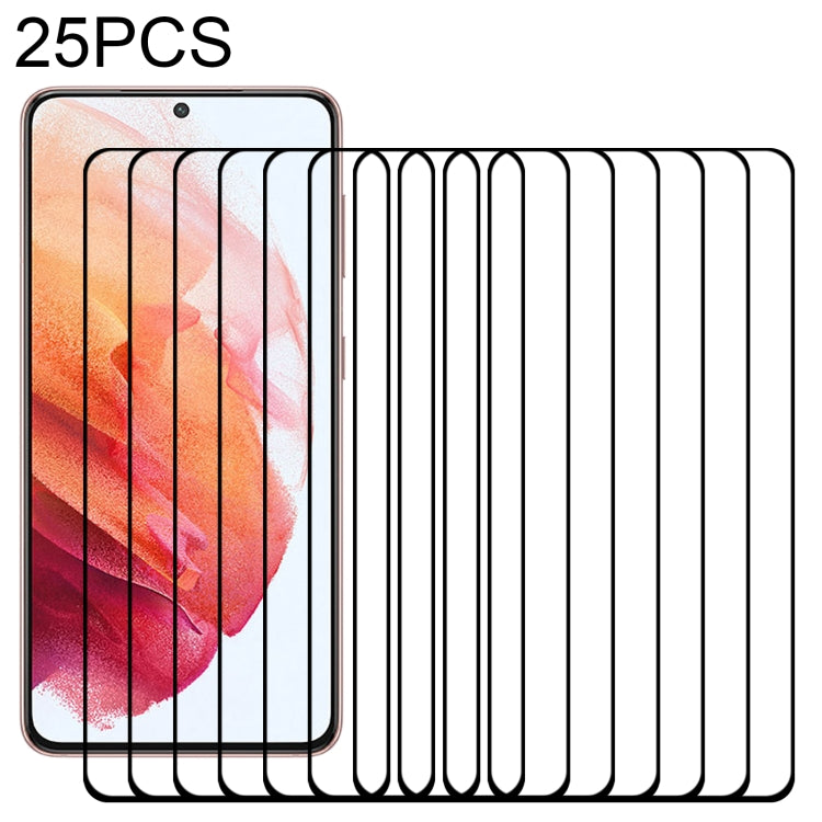 For Samsung Galaxy S21 5G 25pcs Full Glue 9H HD 3D Curved Edge Tempered Glass Film(Black)