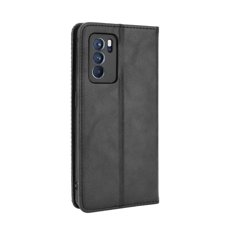 For OPPO Reno6 Pro 5G Magnetic Buckle Retro Crazy Horse Texture Horizontal Flip Leather Case with Holder & Card Slots & Photo Frame