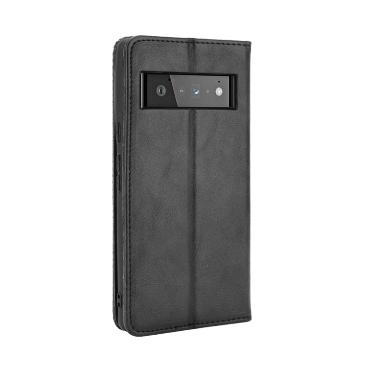 For Google Pixel 6 Pro Magnetic Buckle Retro Crazy Horse Texture Horizontal Flip Leather Case with Holder & Card Slots & Photo Frame