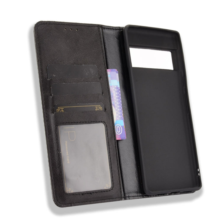 For Google Pixel 6 Pro Magnetic Buckle Retro Crazy Horse Texture Horizontal Flip Leather Case with Holder & Card Slots & Photo Frame