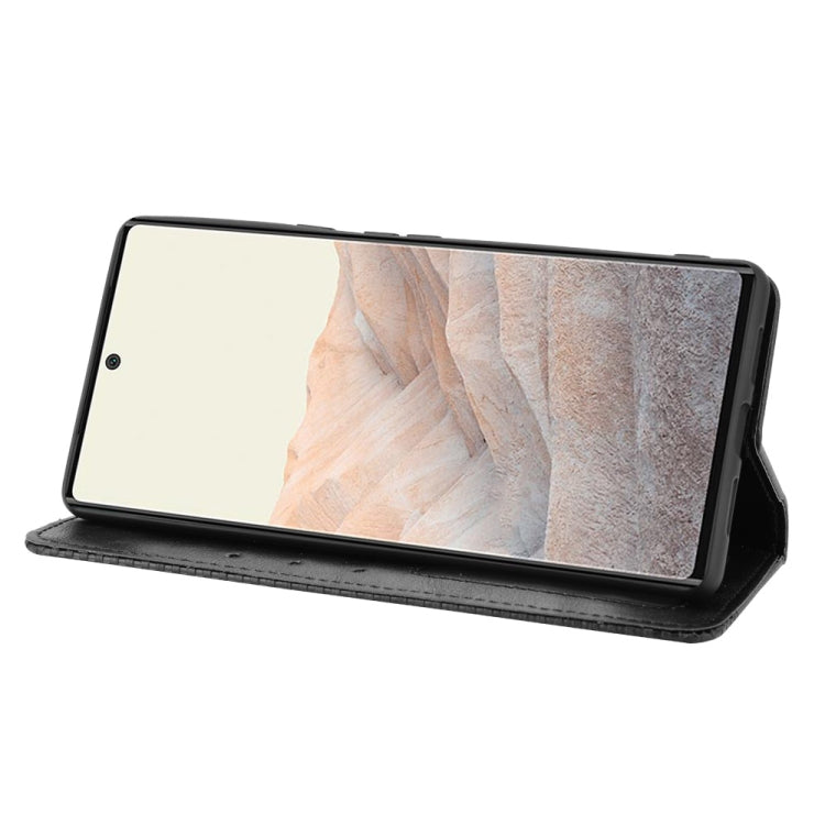 For Google Pixel 6 Pro Magnetic Buckle Retro Crazy Horse Texture Horizontal Flip Leather Case with Holder & Card Slots & Photo Frame