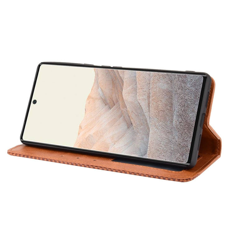 For Google Pixel 6 Pro Magnetic Buckle Retro Crazy Horse Texture Horizontal Flip Leather Case with Holder & Card Slots & Photo Frame