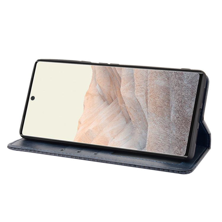 For Google Pixel 6 Pro Magnetic Buckle Retro Crazy Horse Texture Horizontal Flip Leather Case with Holder & Card Slots & Photo Frame