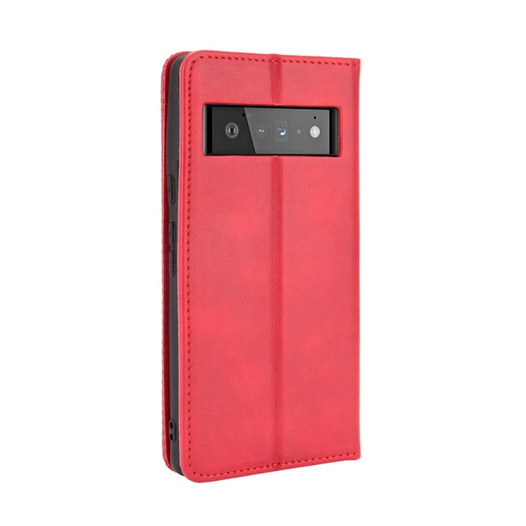 For Google Pixel 6 Pro Magnetic Buckle Retro Crazy Horse Texture Horizontal Flip Leather Case with Holder & Card Slots & Photo Frame