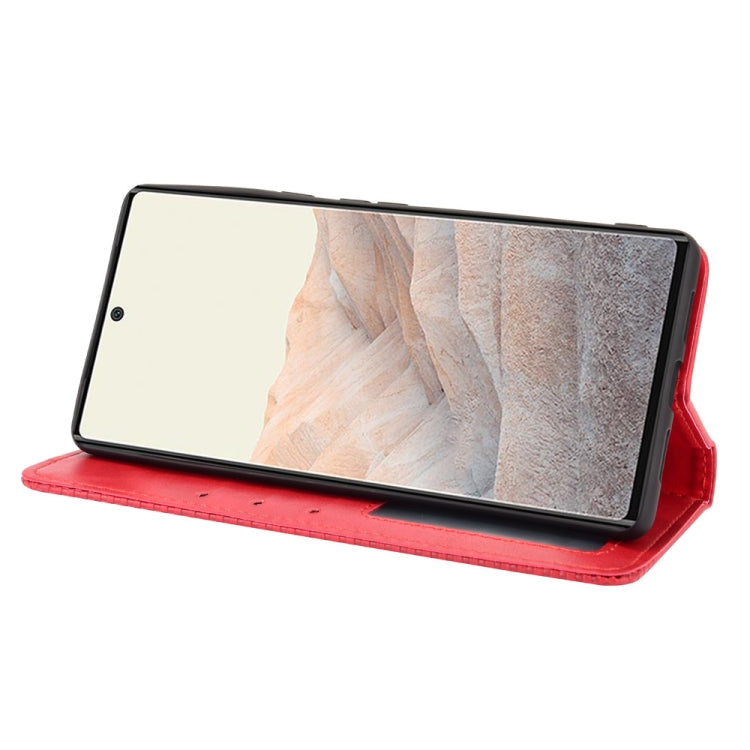 For Google Pixel 6 Pro Magnetic Buckle Retro Crazy Horse Texture Horizontal Flip Leather Case with Holder & Card Slots & Photo Frame