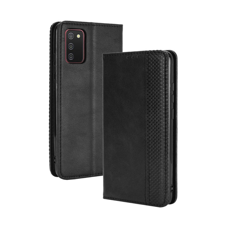 For Samsung Galaxy A03s Magnetic Buckle Retro Crazy Horse Texture Horizontal Flip Leather Case with Holder & Card Slots & Photo Frame