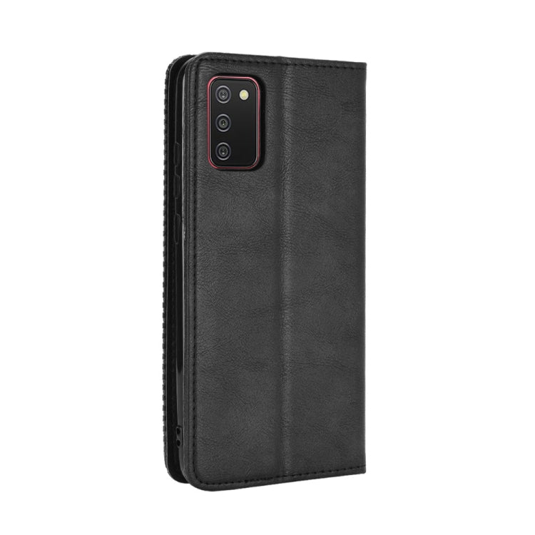 For Samsung Galaxy A03s Magnetic Buckle Retro Crazy Horse Texture Horizontal Flip Leather Case with Holder & Card Slots & Photo Frame