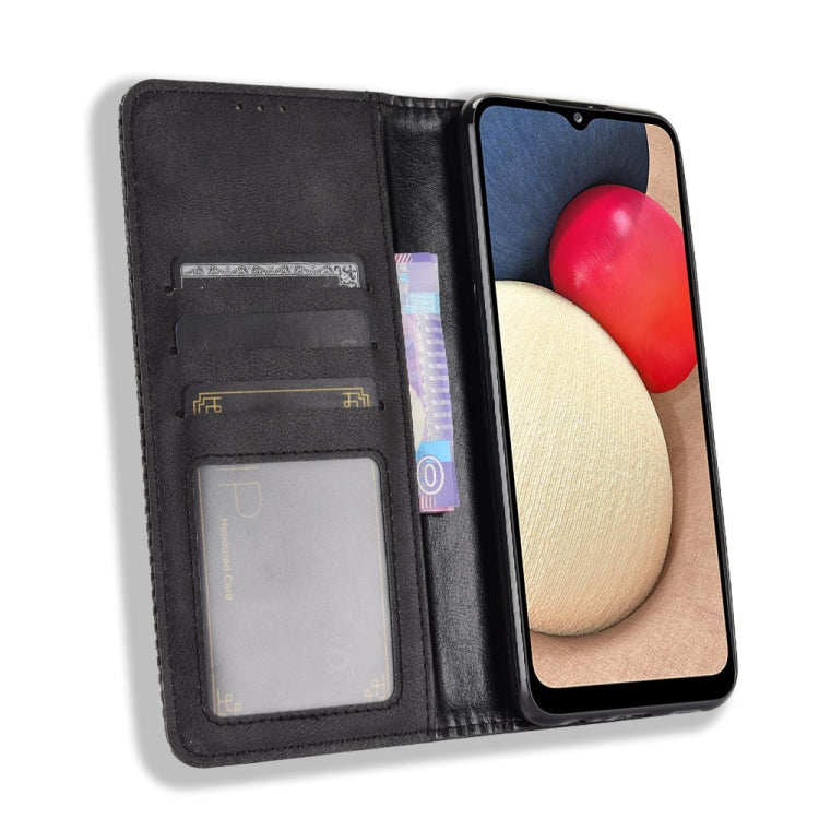 For Samsung Galaxy A03s Magnetic Buckle Retro Crazy Horse Texture Horizontal Flip Leather Case with Holder & Card Slots & Photo Frame