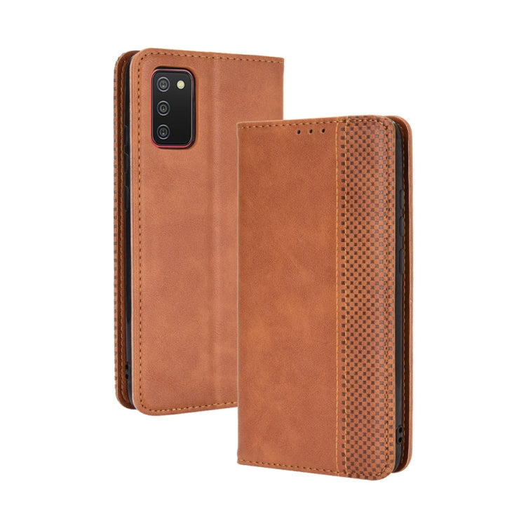 For Samsung Galaxy A03s Magnetic Buckle Retro Crazy Horse Texture Horizontal Flip Leather Case with Holder & Card Slots & Photo Frame