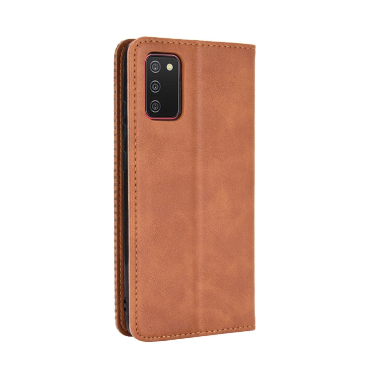 For Samsung Galaxy A03s Magnetic Buckle Retro Crazy Horse Texture Horizontal Flip Leather Case with Holder & Card Slots & Photo Frame