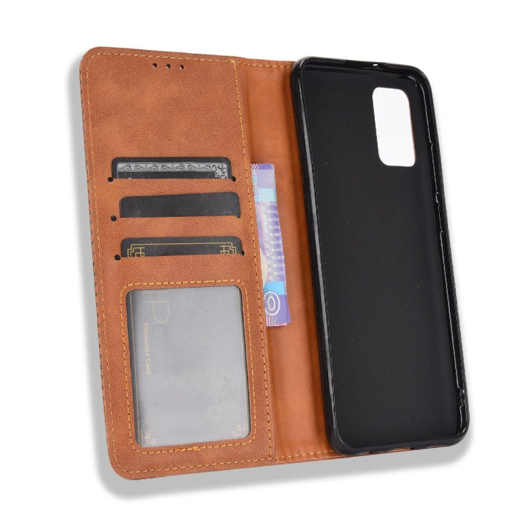 For Samsung Galaxy A03s Magnetic Buckle Retro Crazy Horse Texture Horizontal Flip Leather Case with Holder & Card Slots & Photo Frame
