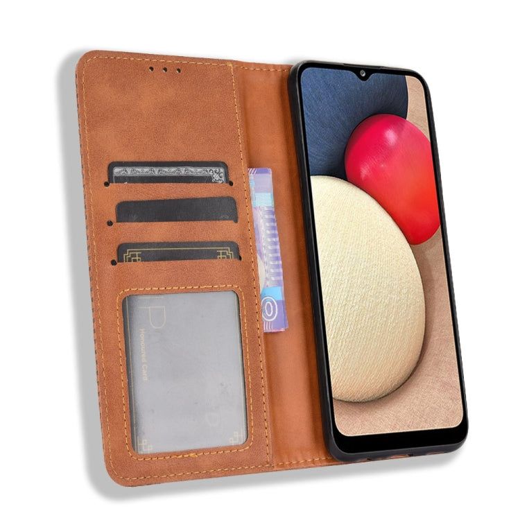 For Samsung Galaxy A03s Magnetic Buckle Retro Crazy Horse Texture Horizontal Flip Leather Case with Holder & Card Slots & Photo Frame