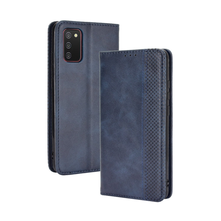For Samsung Galaxy A03s Magnetic Buckle Retro Crazy Horse Texture Horizontal Flip Leather Case with Holder & Card Slots & Photo Frame