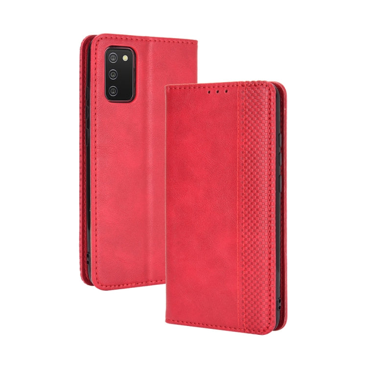 For Samsung Galaxy A03s Magnetic Buckle Retro Crazy Horse Texture Horizontal Flip Leather Case with Holder & Card Slots & Photo Frame