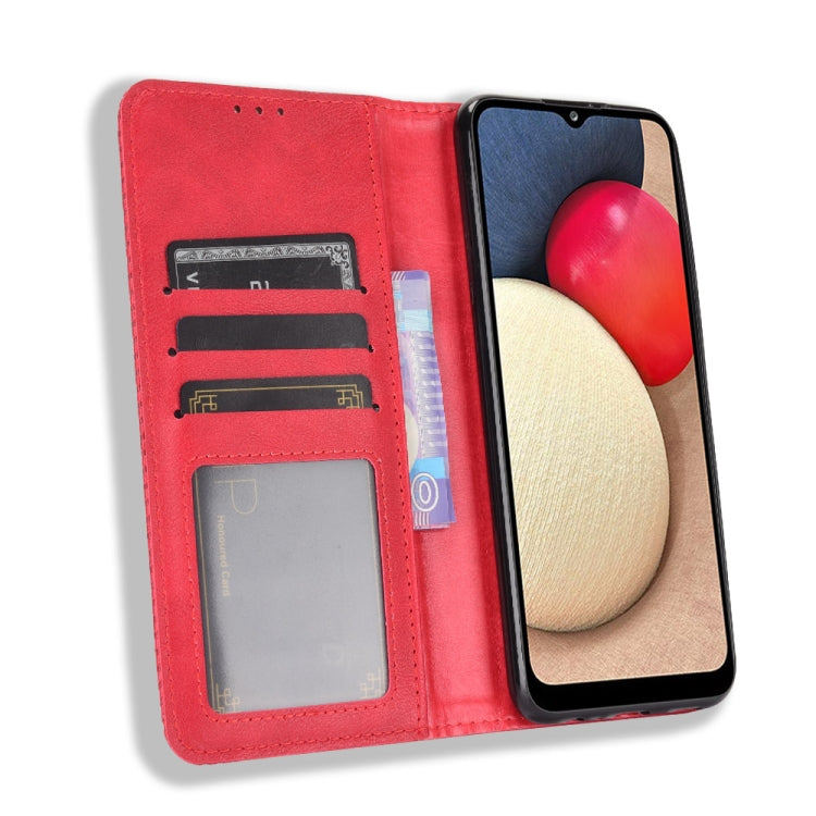 For Samsung Galaxy A03s Magnetic Buckle Retro Crazy Horse Texture Horizontal Flip Leather Case with Holder & Card Slots & Photo Frame
